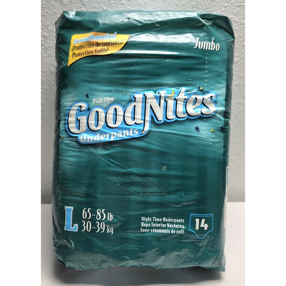 Vintage 2002 Pull-Ups Goodnites Large 65-85 lbs Qty:14 - New Old Stock